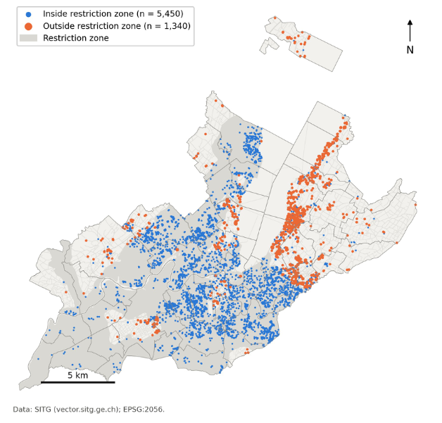 GIS-Studie zu Einschränkungen für Erdwärmepumpen, Genf